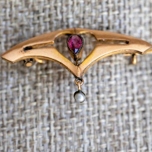 Antique Edwardian Gold Filled Art Nouveau Brooch