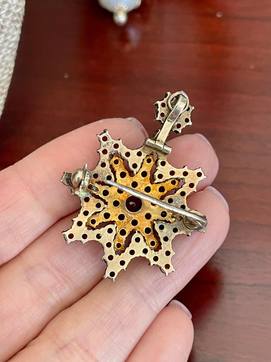 Antique Bohemian Cut Garnet Brooch Pendant