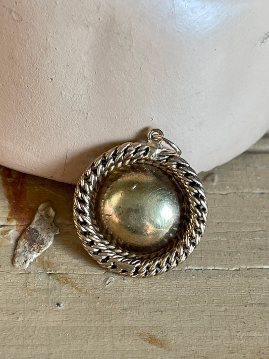 Antique 14K Yellow Gold Onyx Rose Cut Diamond Pansy Pendant