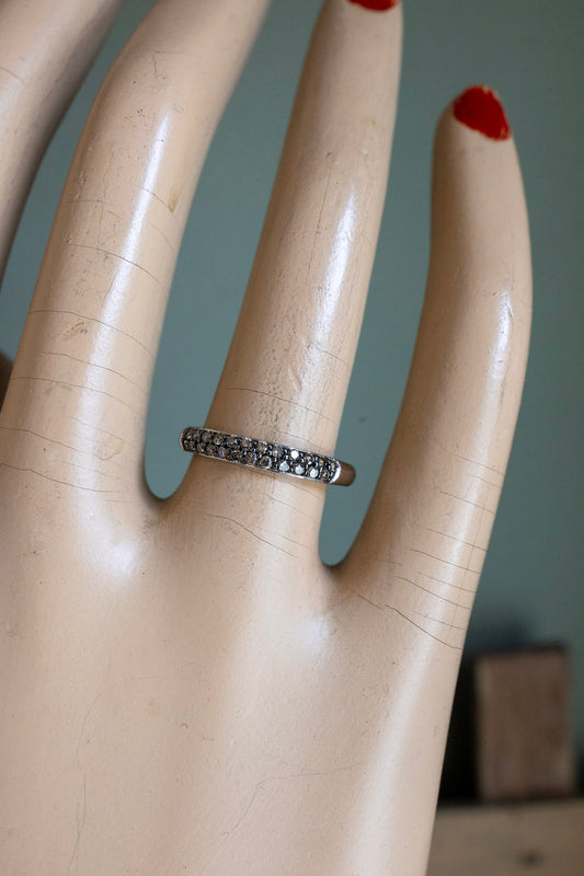 A Vintage 14K White Gold Band Set with Chocolate Natural Diamonds