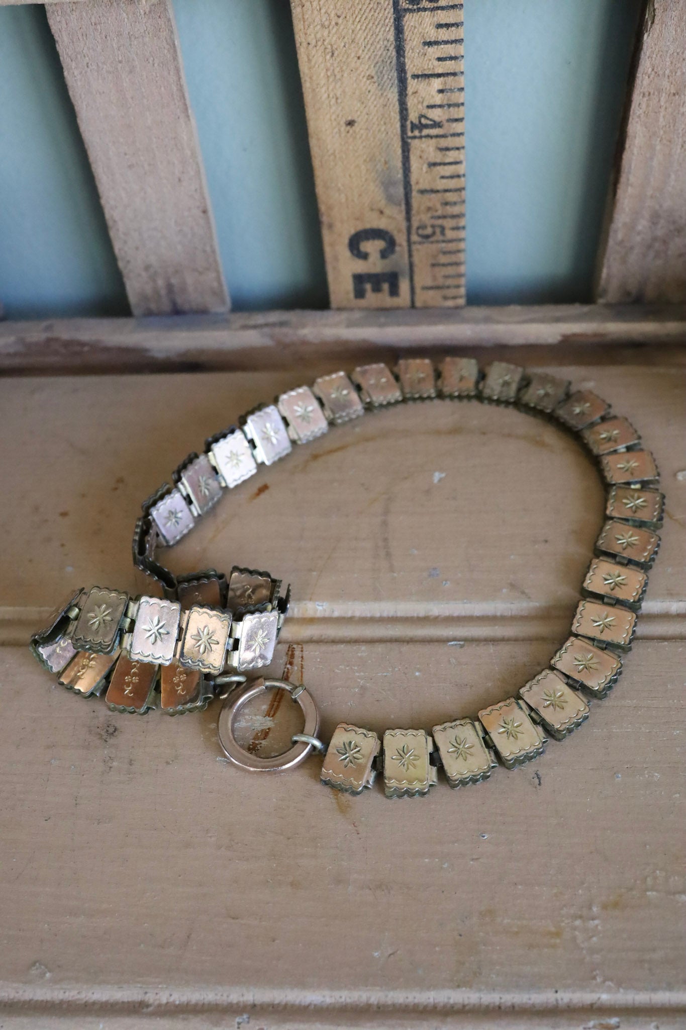 A Double Sided Gold Filled Victorian 1880's Bookchain with Huge Clasp to Add Pendant Charms