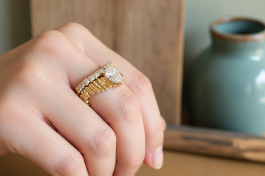 Custom Vintage 1960's 14K Yellow Gold Natural Pear Cut Diamond Ring 1.5 CTW
