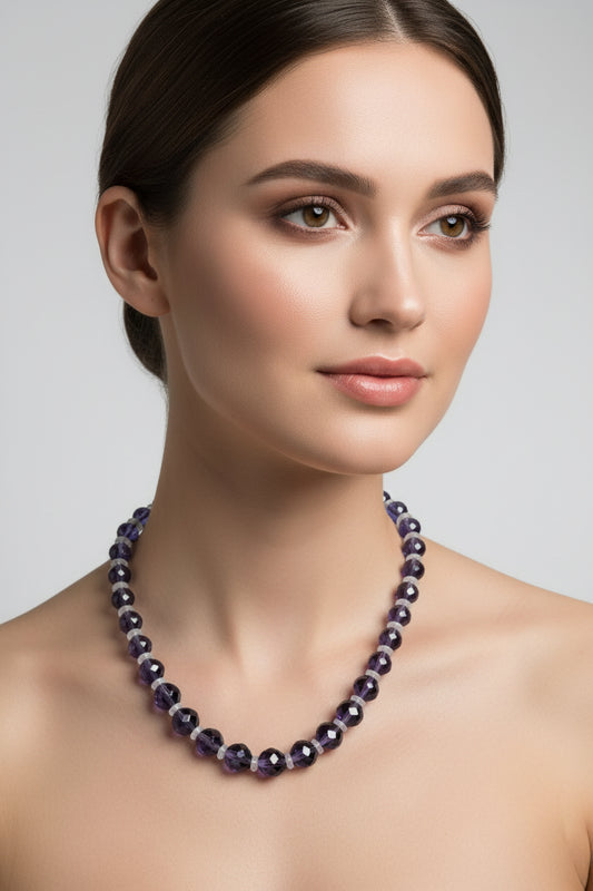 c1930-40 Cut Crystal Iolite Bead Necklace