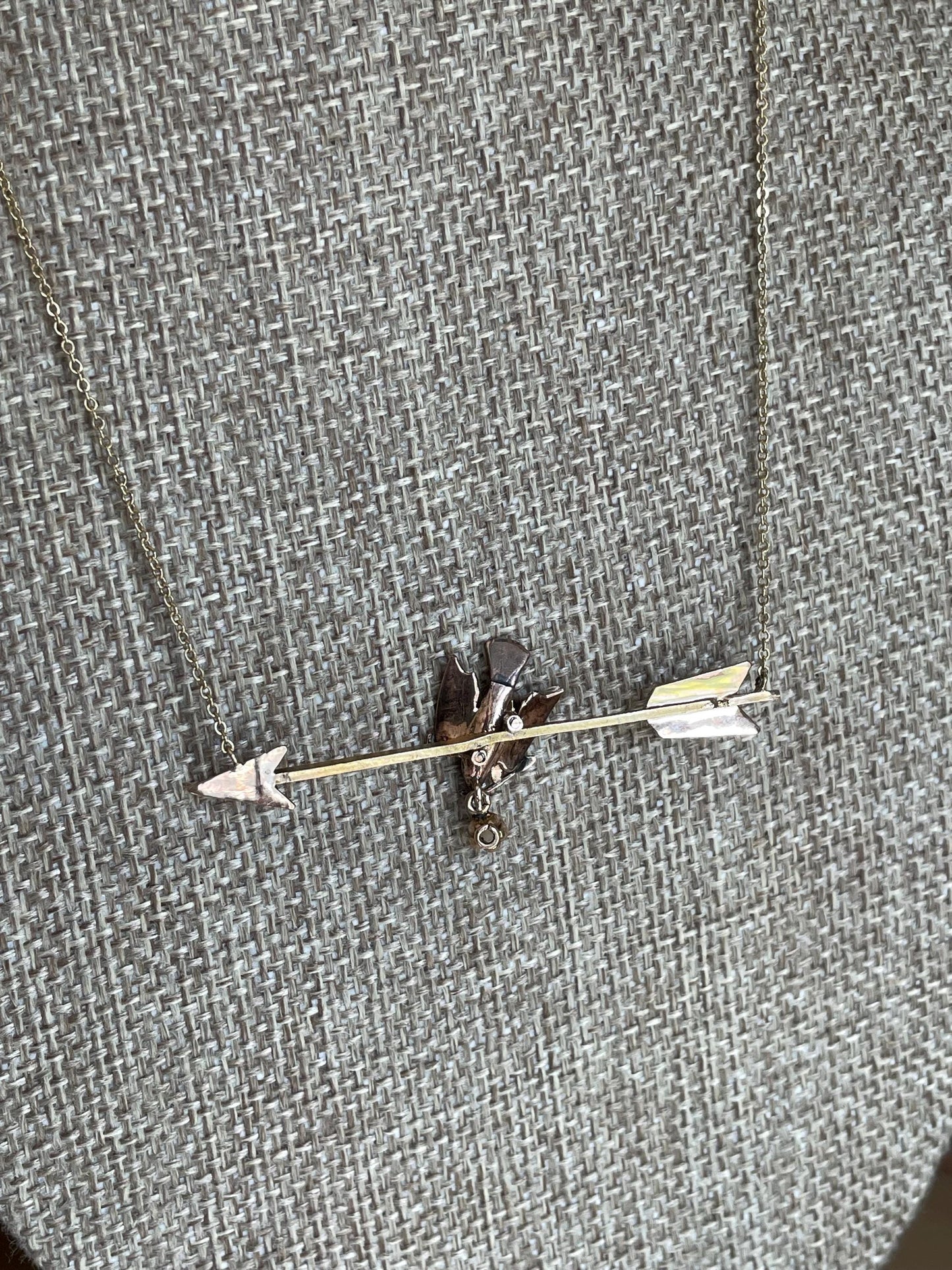 English Antique Bi Color Gold Swallow Arrow Conversion Necklace