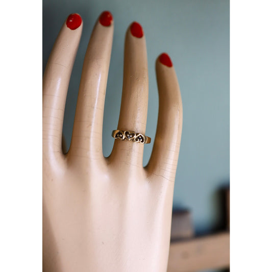 Vintage 10K Yellow Gold Heart Band Set with Sapphire and Diamond