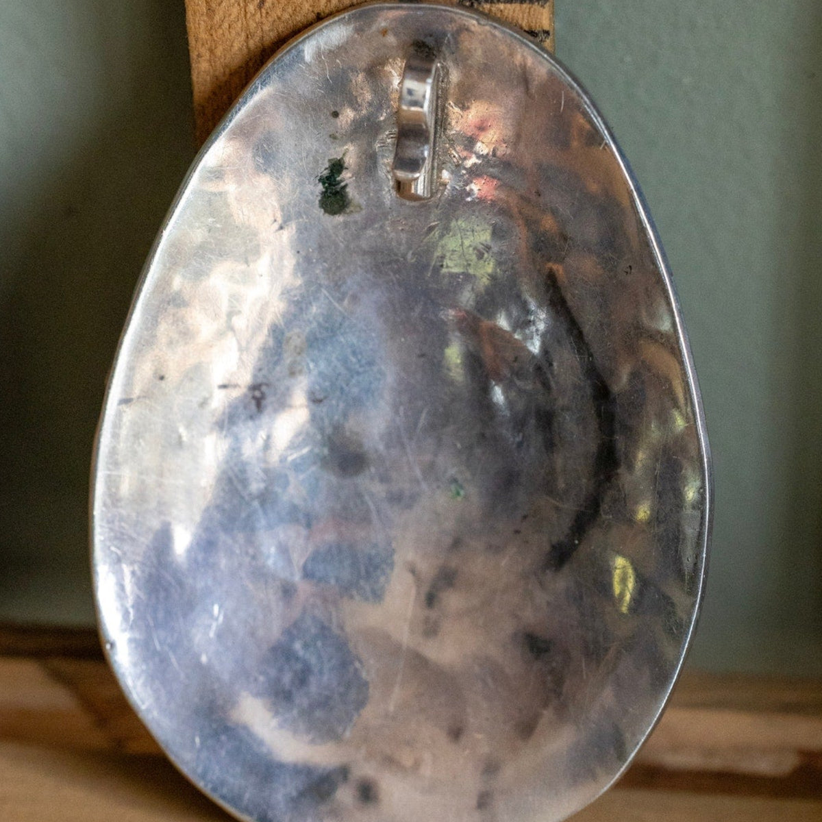 Large Vintage Sterling Silver Navajo Turquoise Pendant