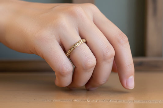 Vintage 14K Yellow Gold Engraved Eternity Band