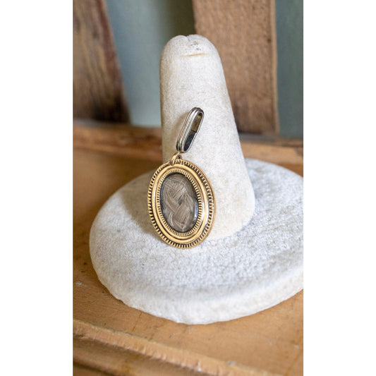 Antique Gold Filled Victorian Hairwork Pendant