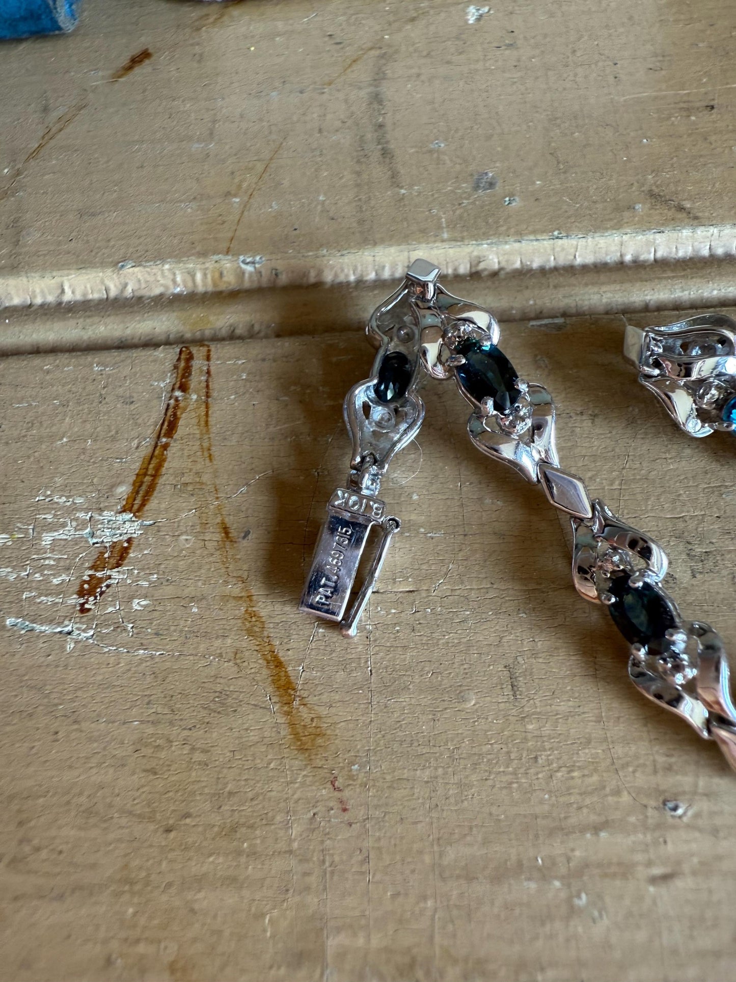 10K White Gold Oval Cut Natural Top Sapphire Bracelet