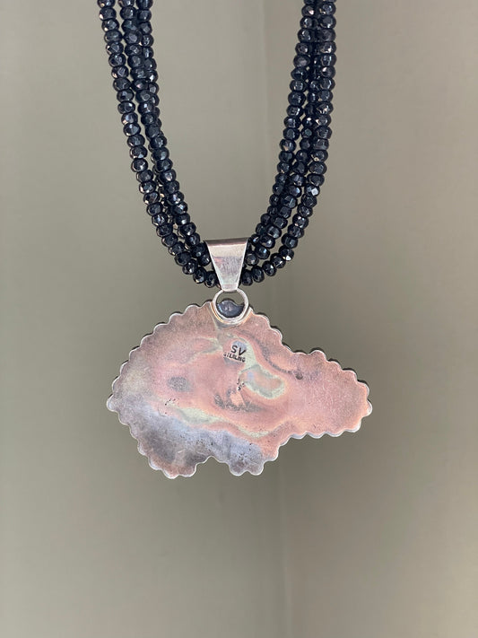 A Rare Vintage Sterling Silver Story Bear Necklace by Sheila Vandever