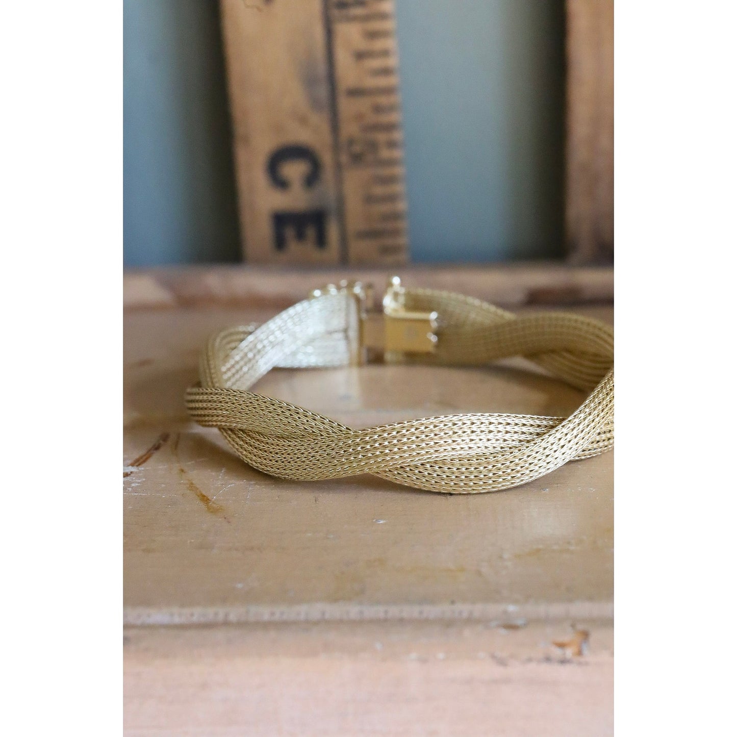 A Vintage 14K Yellow Gold Italian Woven Bracelet