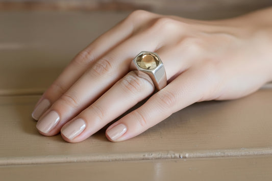 Elsa Peretti Esagono Ring by Tiffany & Co. Sterling and 18K