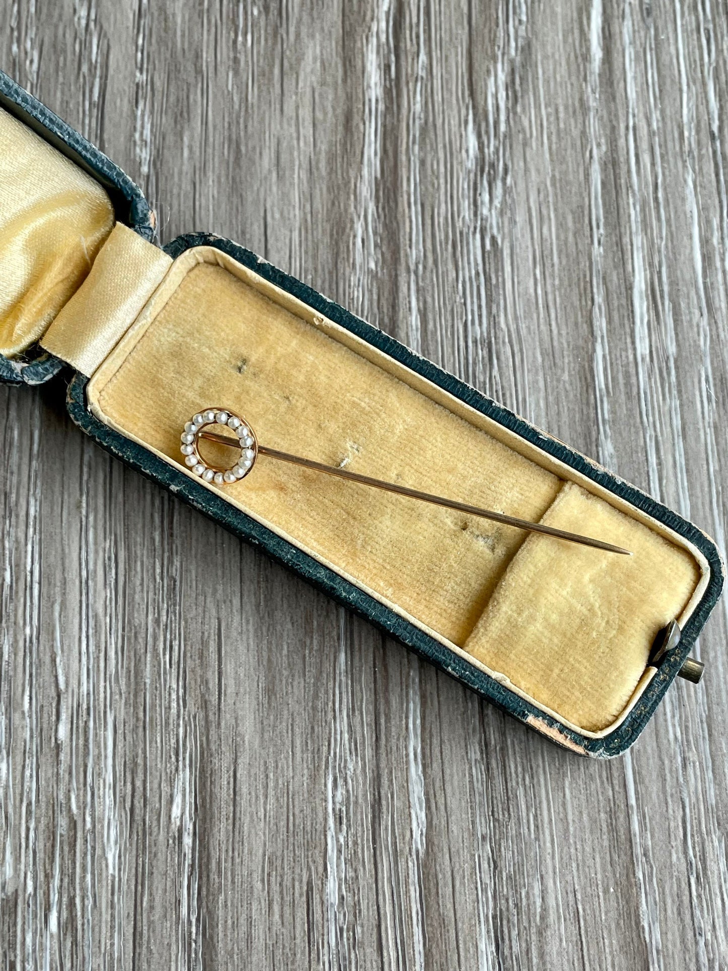 Art Nouveau 14K Seed Pearl Stick Pin