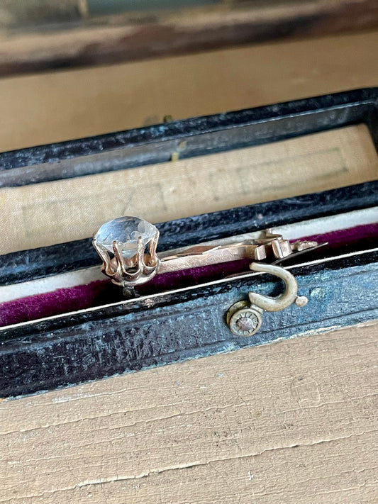 10K Yellow Gold Halleys Comet Paste Brooch with Antique Box