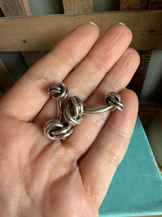 Authentic Vintage Tiffany & Co Double Knot Sterling Silver Cufflinks in Box and Pouch