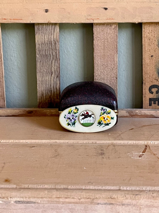 1930 Art Deco Celluloid with Equestrian Essex Crystal Brooch