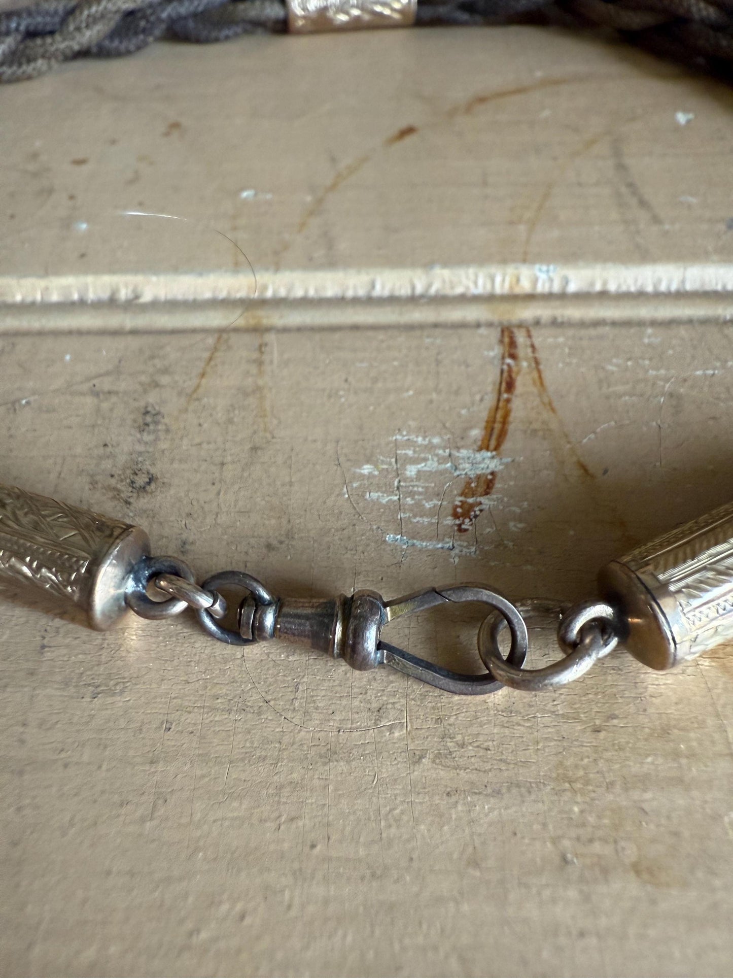 c1880 Victorian Gold Filled Woven Hair Watch Chain