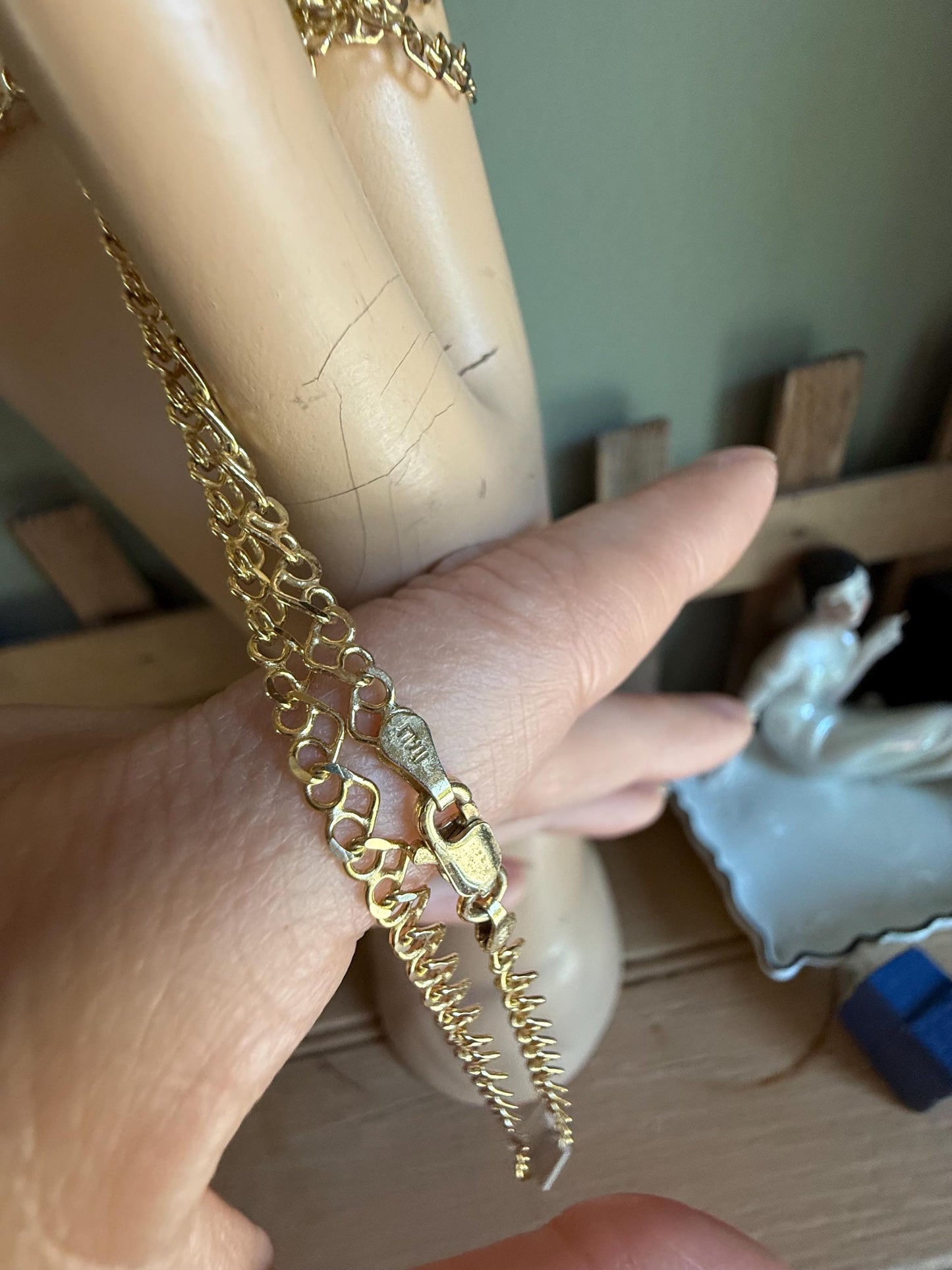 Vintage Sterling with Gold Overlay Jasso Sapphire Working Watch Pendant on Sterling Chain