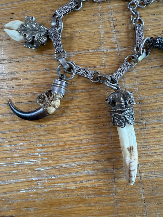 Vintage Silver Charivari Balvaria Hunt Trophies on Bracelet