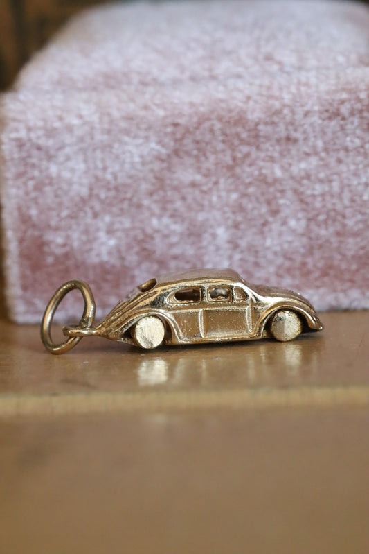 Vintage 1970's Volkswagen Beatle Bug Car Charm with Moving Wheels