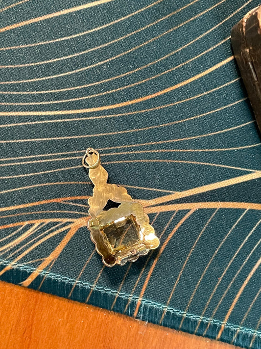 Antique Victorian Hand Pendant: Citrine & Bohemian Garnets