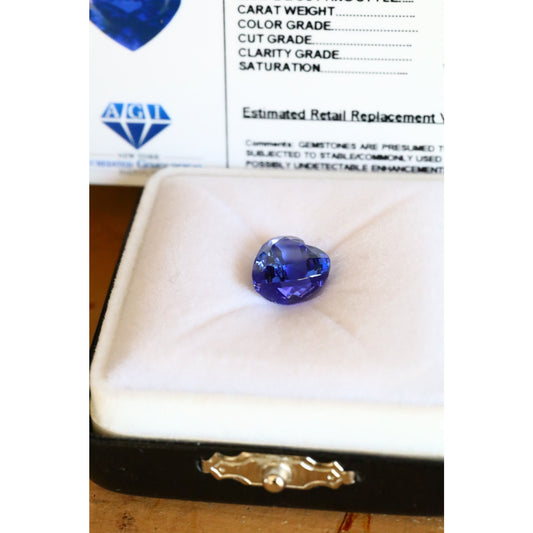 Loose AGI Heart Cut Natural Tanzanite Gemstone 6.89 Cts