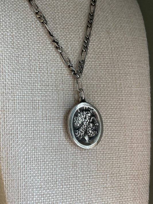 Vintage Henryk Winograd Fine Silver Repousse Pendant on Chain