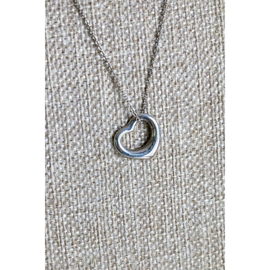 Tiffany & Co Elsa Peretti Open Heart Pendant Necklace Sterling Silver