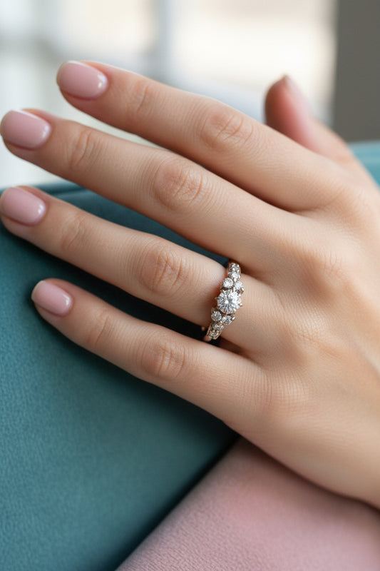 Vintage 14K White Gold .50 Solitaire Natural Diamond with 14K White Gold Diamond Enhancer