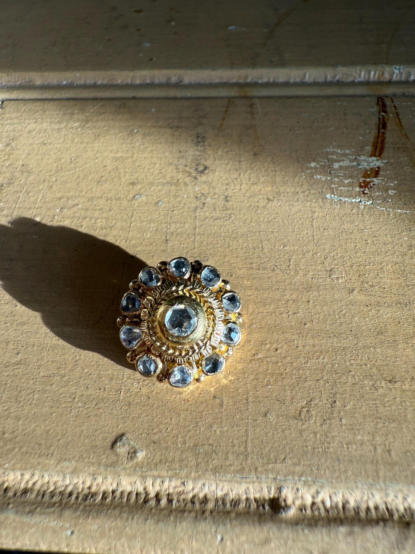 18k Yellow Gold Antique 18th Early 19th Century Table / Rose Cut Diamond Pendant