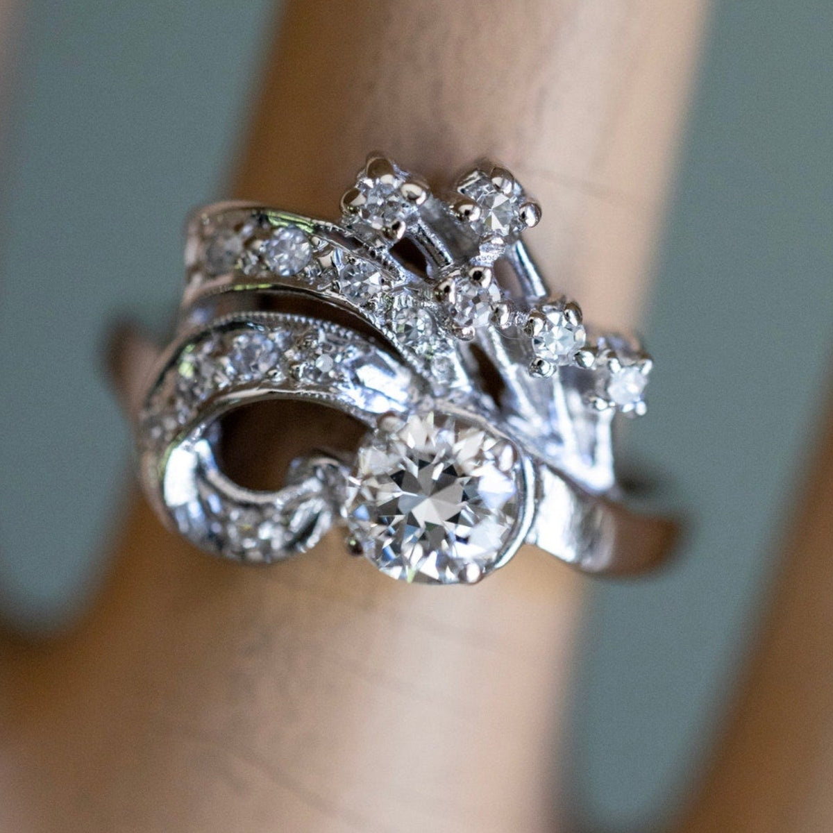 Dreamy Mid-Century Transitional Cut Natural Diamond Ring