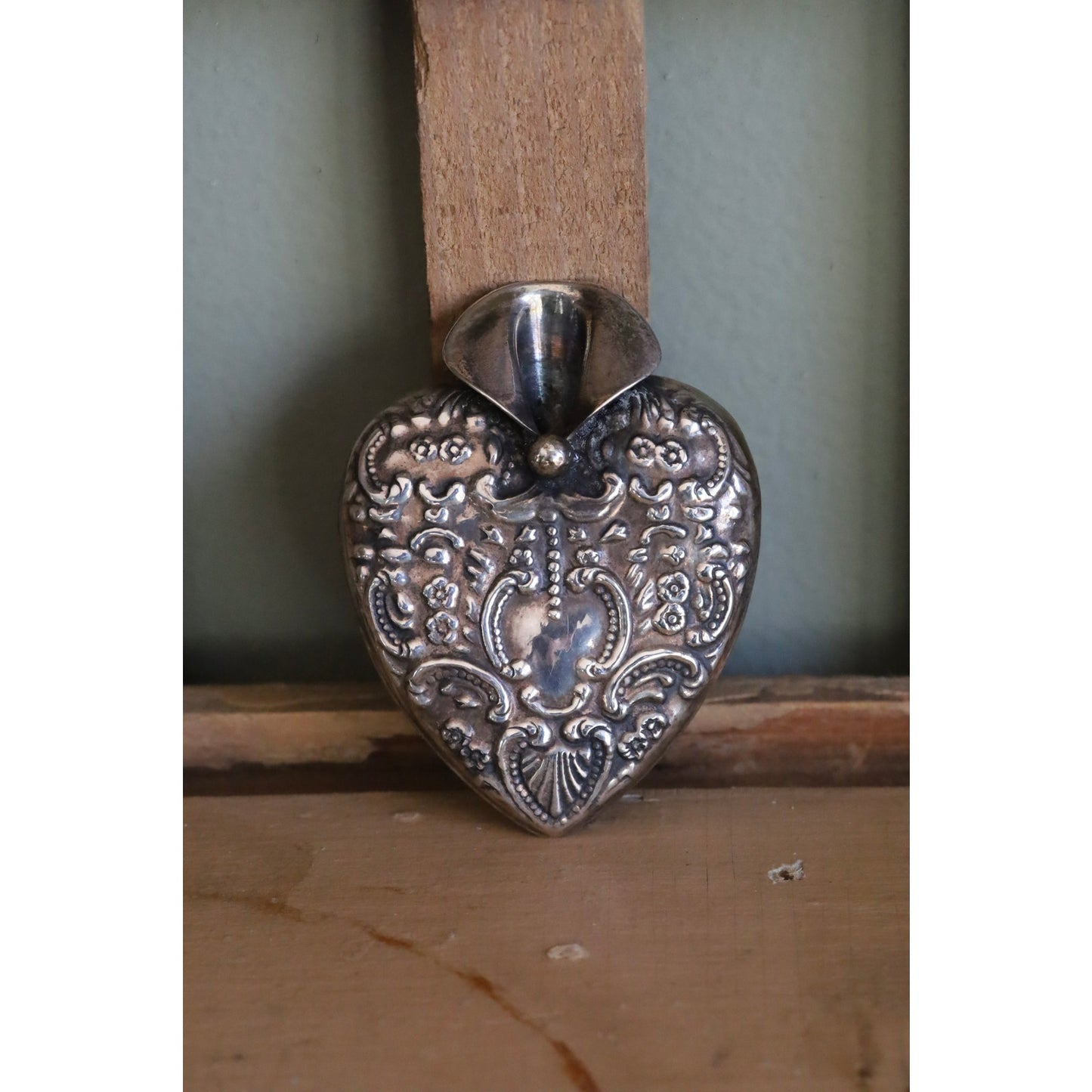 Sterling Silver Tussie Mussie Flower Holder in a Heart Shape