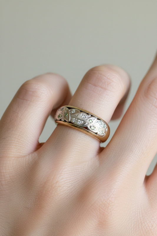 1940-1950's 14K Yellow and White Gold Diamond Band