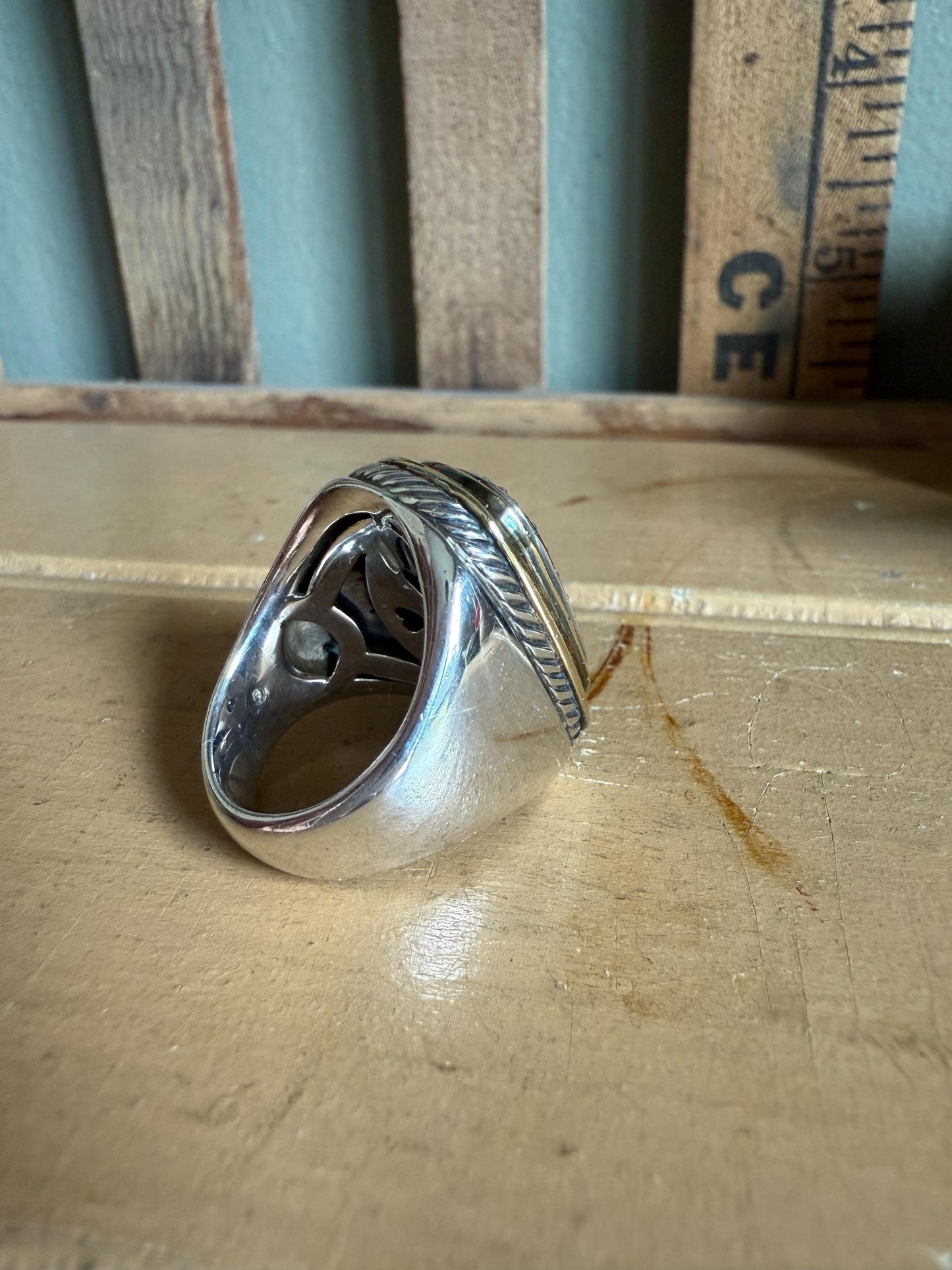 A Vintage David Yurman Albion Diamond Fine Pave Sterling 18K Ring Size 6.5