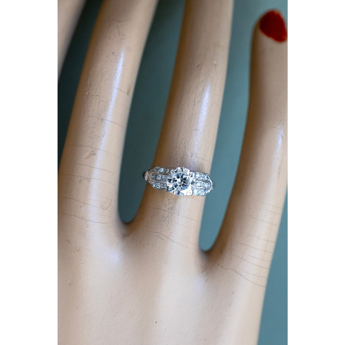 Art Deco Platinum and Iridium Old European Cut Diamond Ring