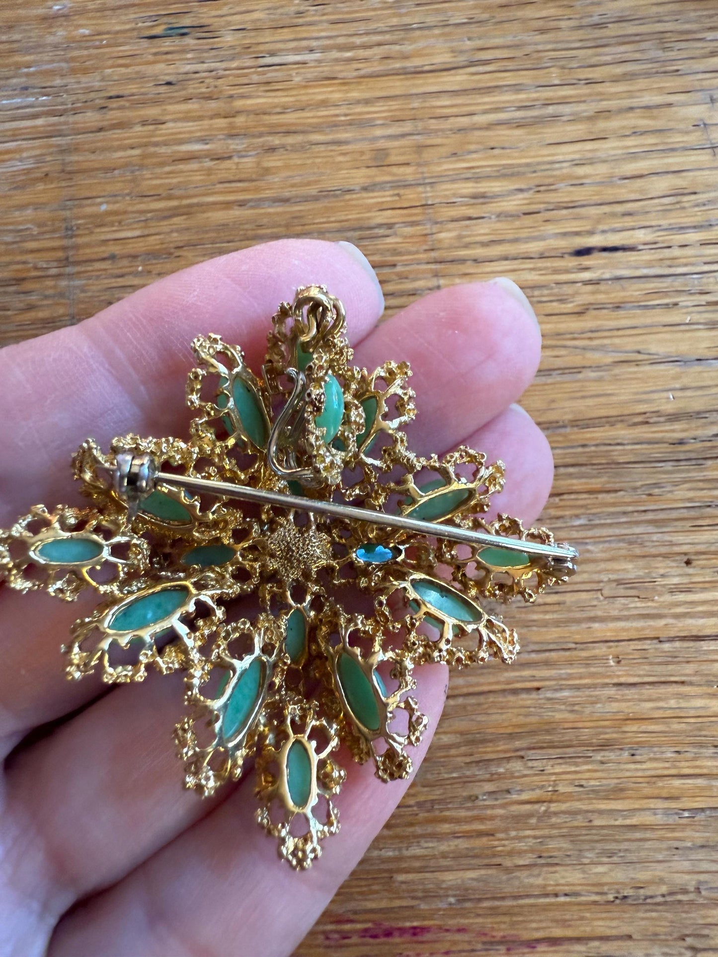 Bold 1960's Biomorphic 18K Yellow Gold Pendant with Removable Bale Brooch