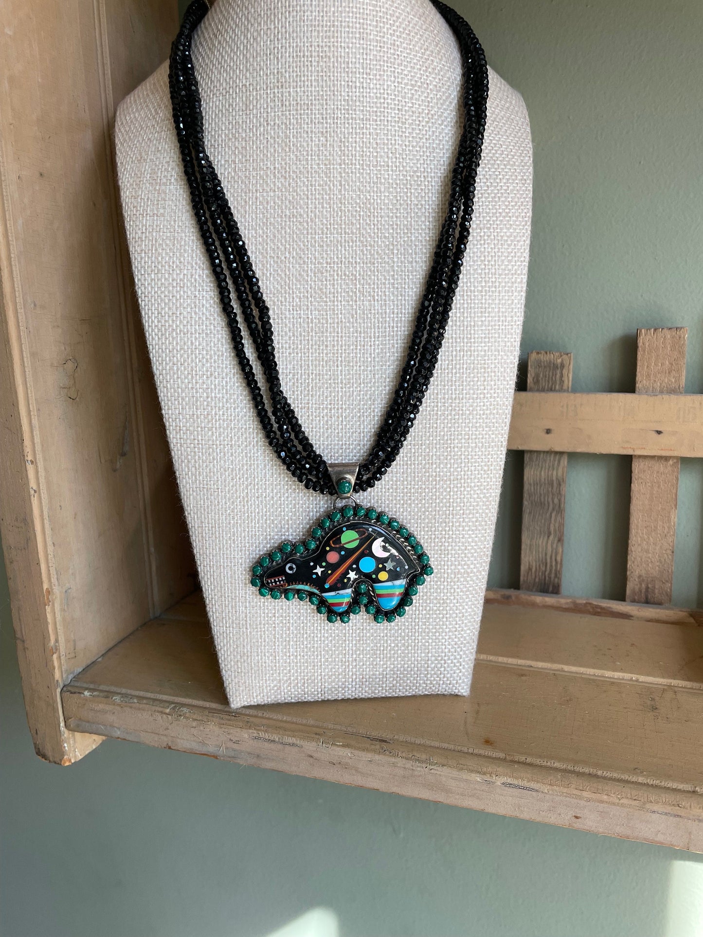 A Rare Vintage Sterling Silver Story Bear Necklace by Sheila Vandever