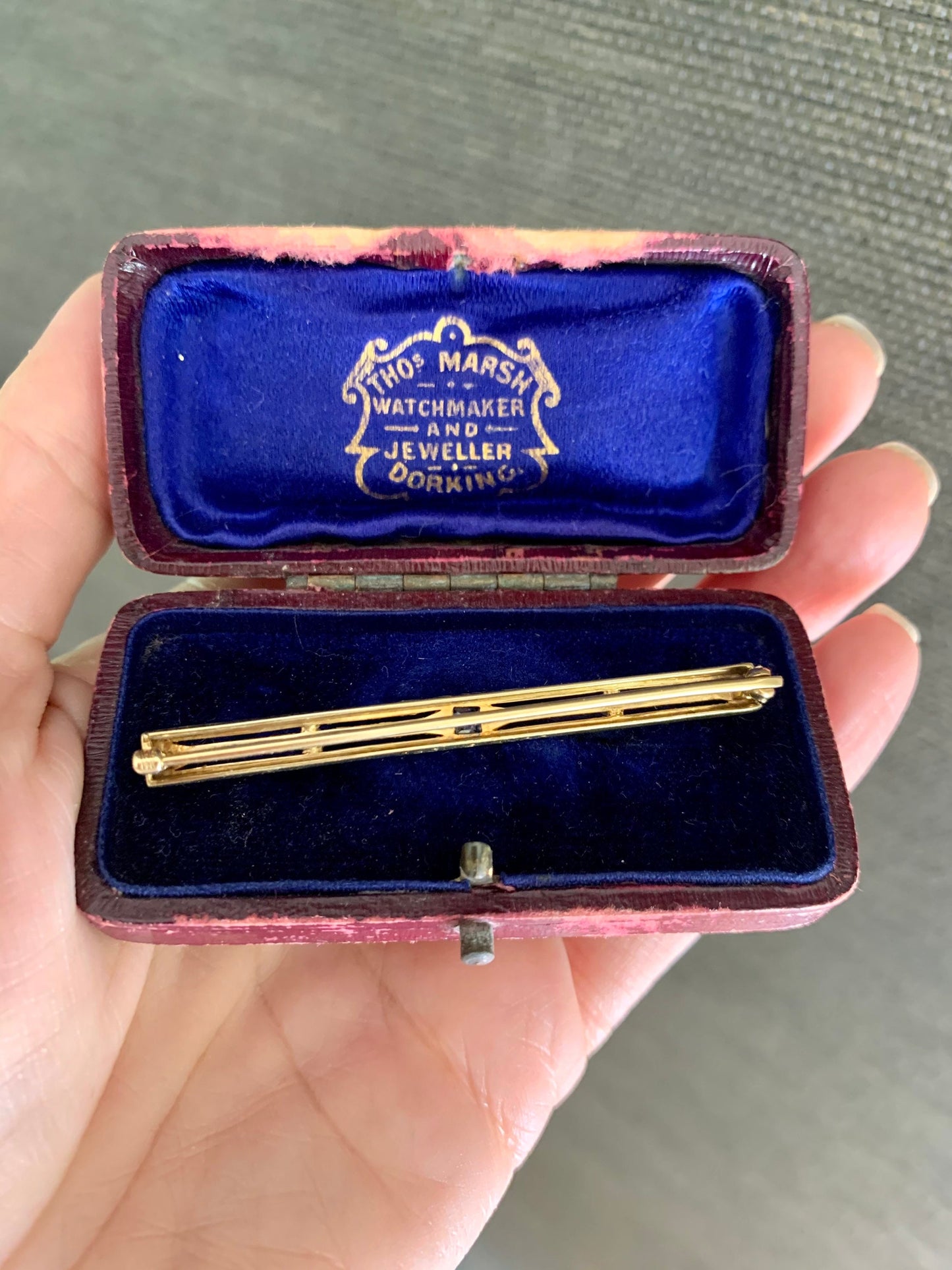 c1920 14K Yellow Gold Allsopp - Bliss Topaz Seed Pearl Bi-Color Bar Brooch