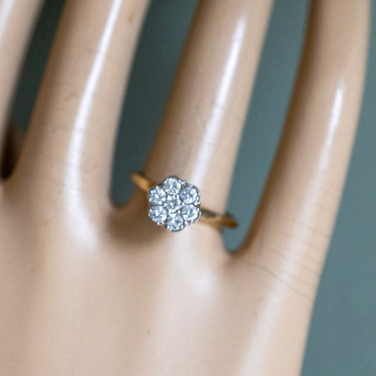Mid Century 1950's 14K Natural Diamond Cluster Ring