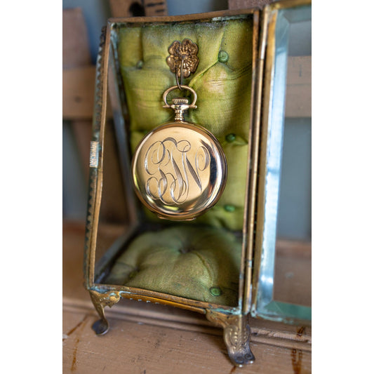 Antique Solid 14K Yellow Gold Waltham Open Face Working Pocket Watch