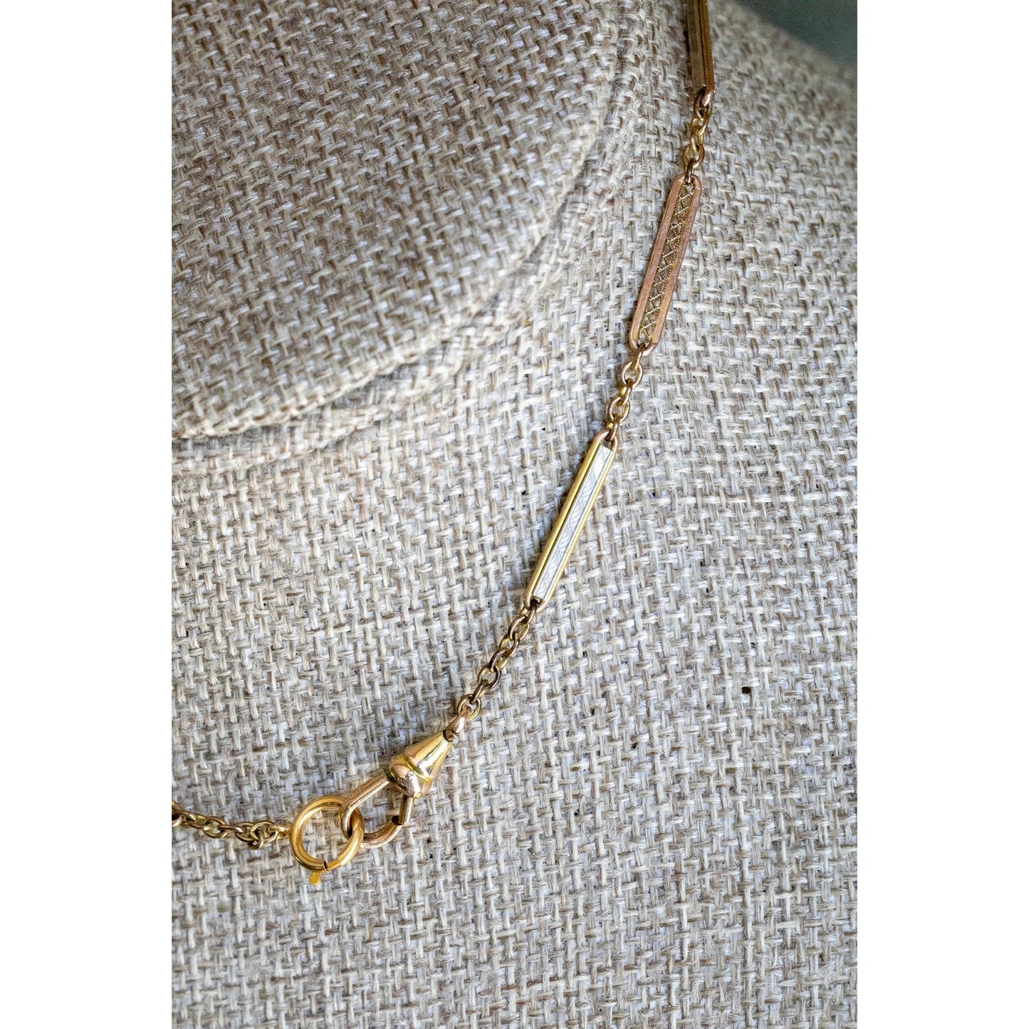 C1910 Gold and Silver Link Watch Chain Necklace