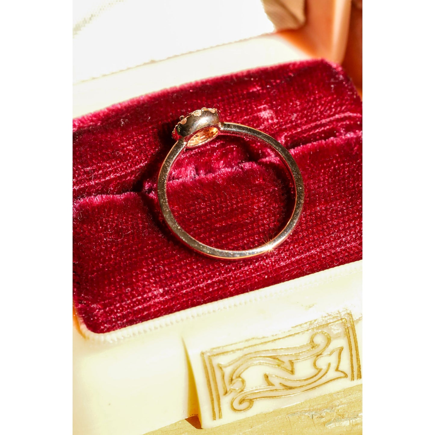 14K Rose Gold Natural Ruby and Diamond Halo Ring