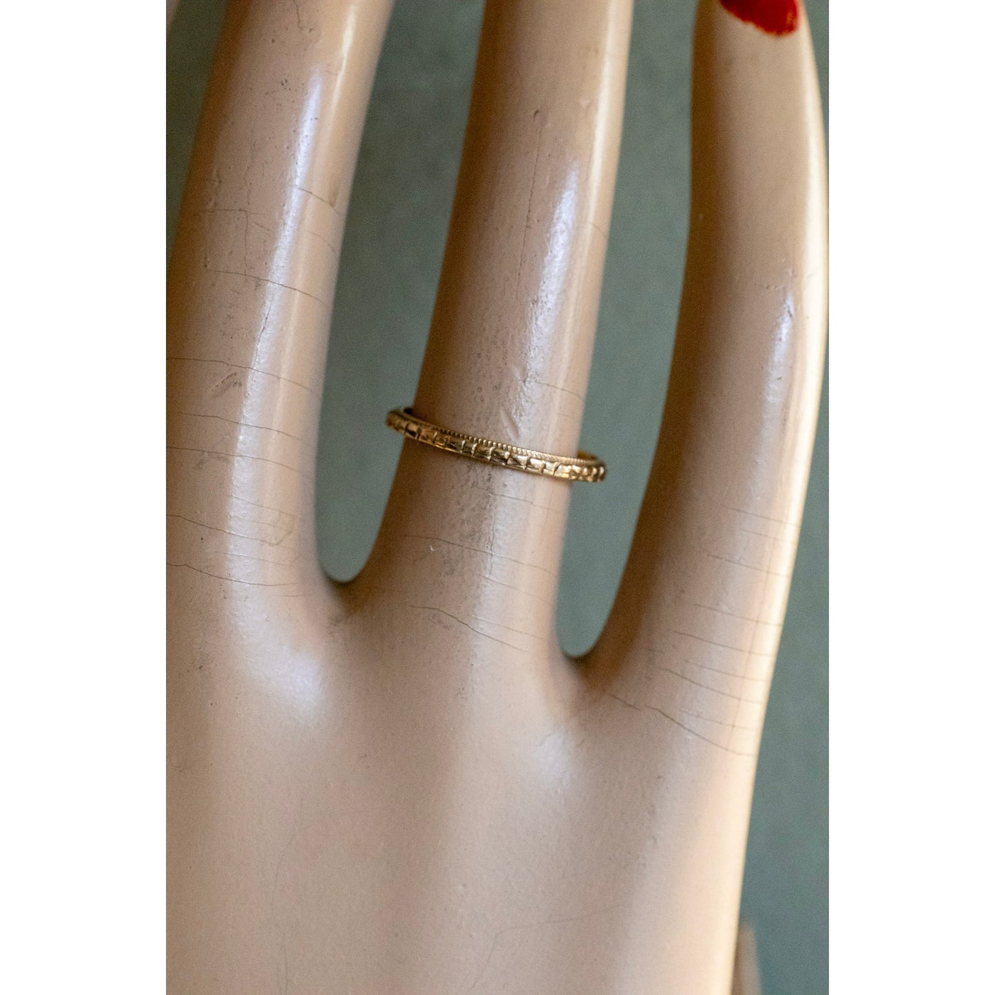 Vintage 14K Yellow Gold Engraved Eternity Band