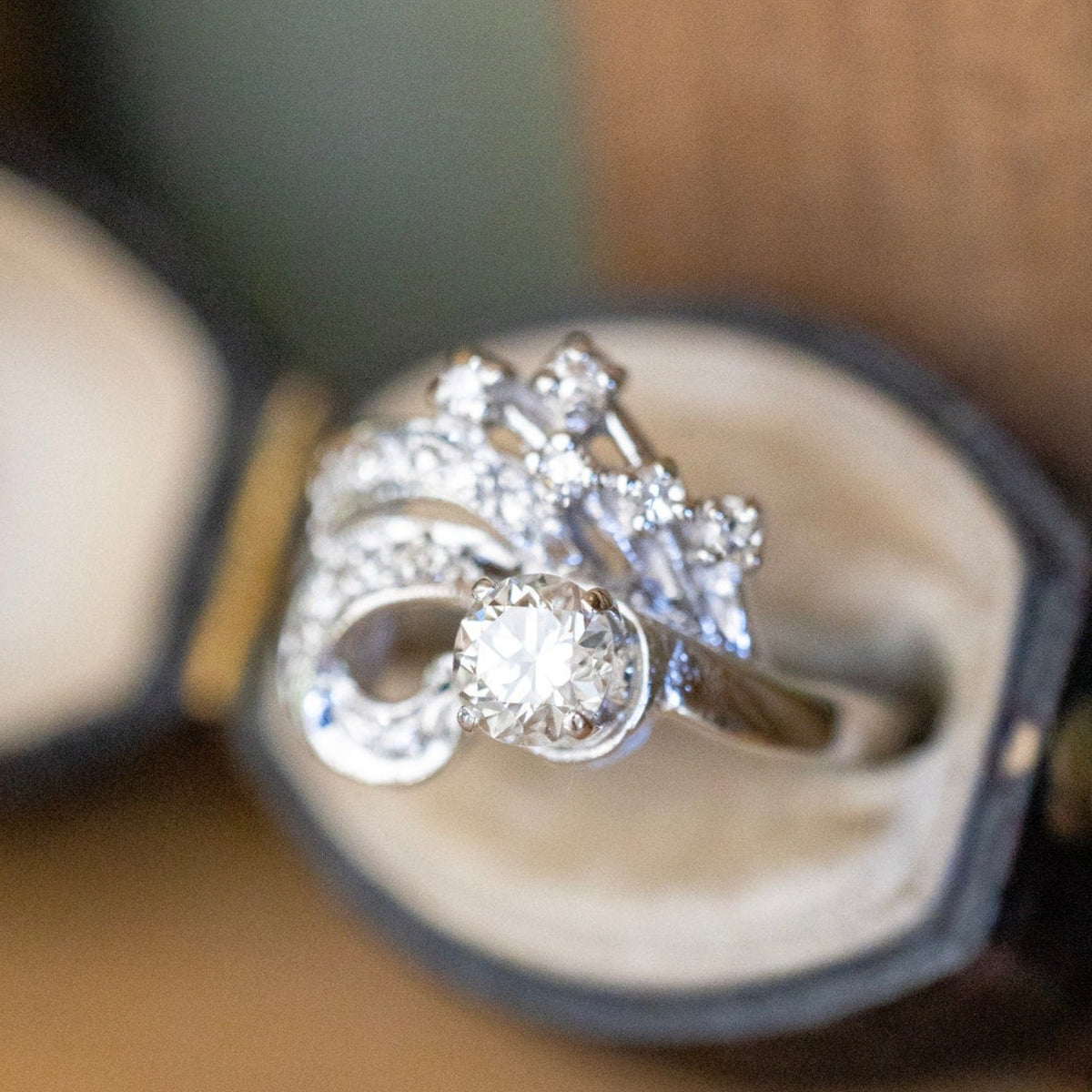 Dreamy Mid-Century Transitional Cut Natural Diamond Ring