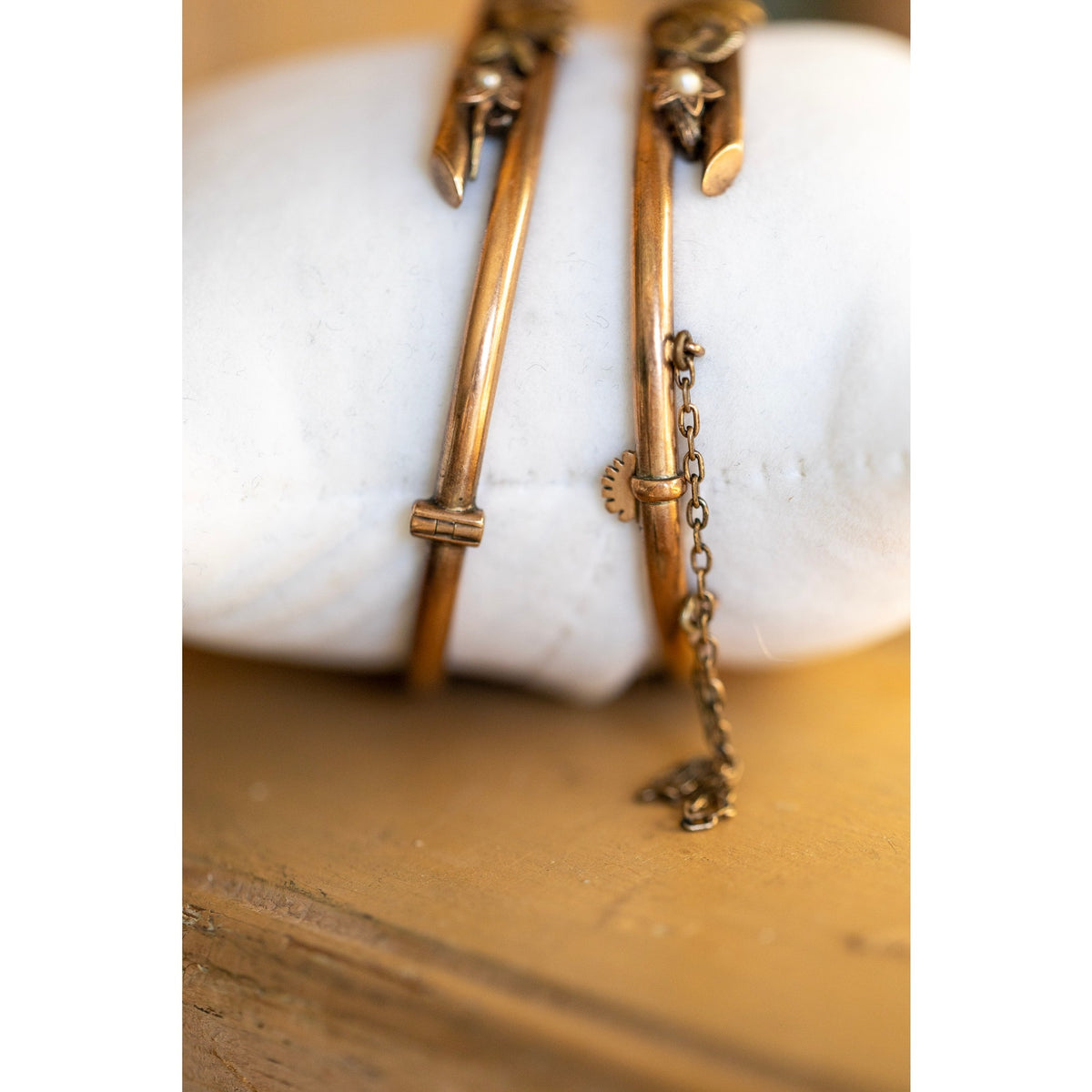 Antique Victorian Gold Filled Matching Wedding Bridal Pearl Set Bangles
