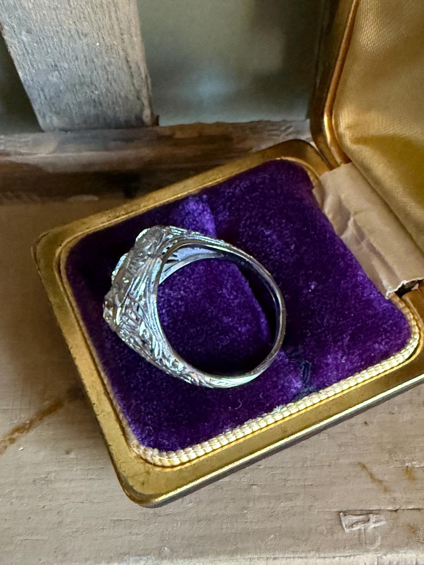 Vintage Art Deco Iridium Platinum Old European Cut Diamond Ring 1.30 CTW