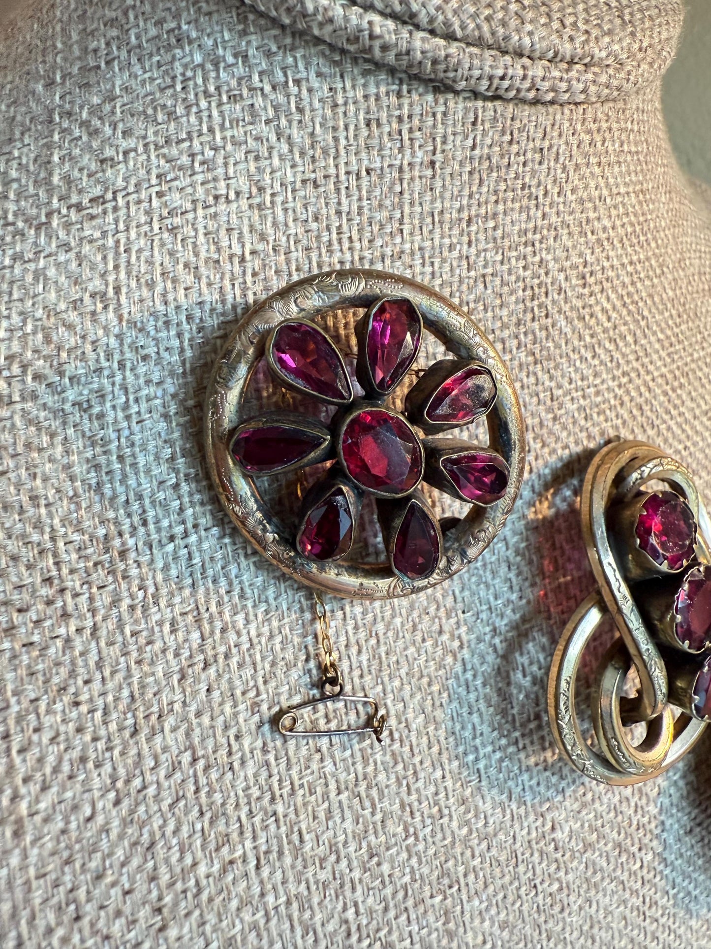 Pick an Antique Victorian Glass Garnet Brooch!