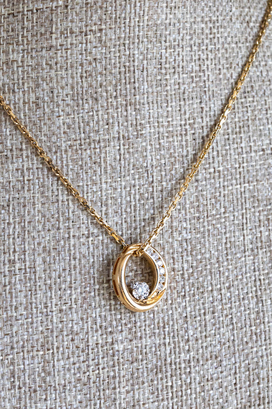 A Vintage 1980's 14K Yellow Gold Diamond Pendant With Optional 14K Chain