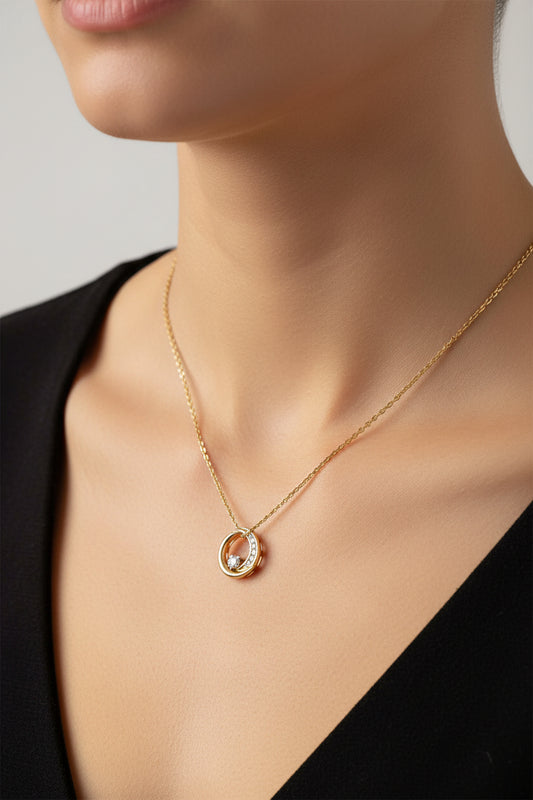 A Vintage 1980's 14K Yellow Gold Diamond Pendant With Optional 14K Chain