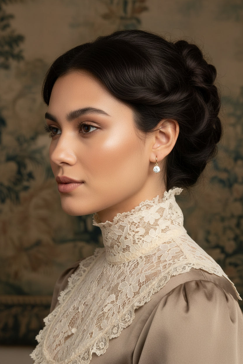 A Pair of 10K Yellow Gold Victorian Antique Paste Set Dangle Earrings